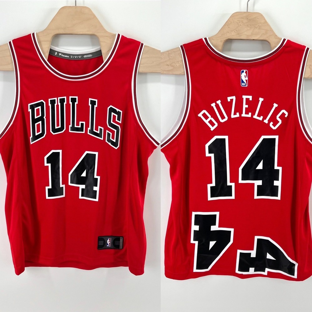 RARE Chicago Bulls Buzelis Jersey Sz M Factory Misprint #14 Error Red Streetwear